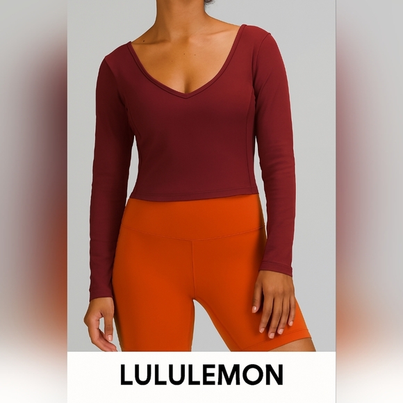 LULULEMON Align Burgundy Long Sleeve Cropped Top(#108) - Picture 1 of 7
